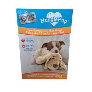 Huggie Pup Comforting Dog Toy Reusable Heat Pack w/ Real Feel Pulsing Hearthbeat